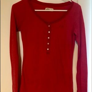 Hollister red Henley, Size S